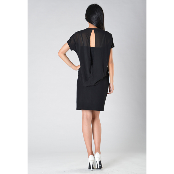 SY014針織車花訂珠短袖可脫半裙背面效果 SY014針織車花訂珠短袖可脫半裙背面效果